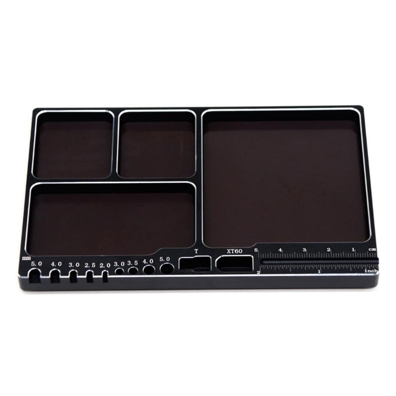 Screw Storage Tray Aluminum Alloy Screw Tray with Magnetic for RC Model Phone Repair Model Screw Plate Parts Accessories