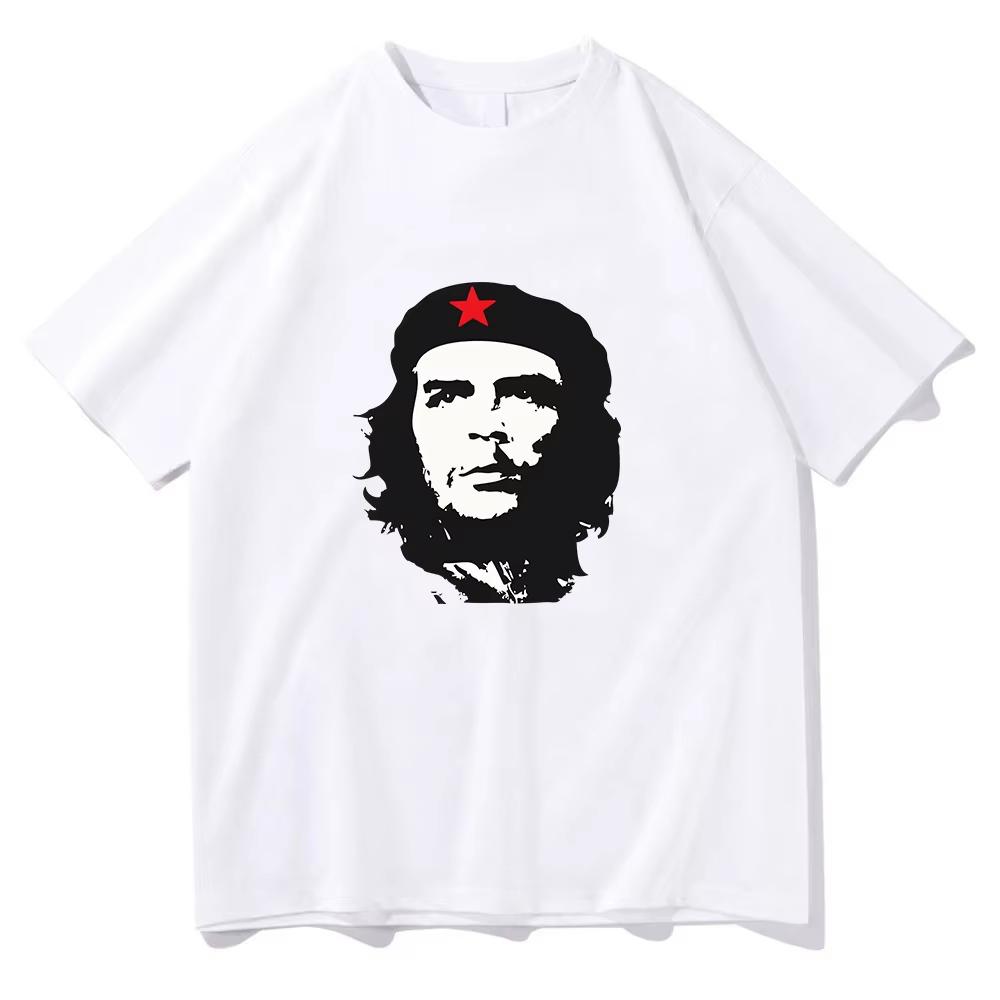 T-shirt con Stampa Ritratto Che Guevara Unisex Unisex Stile Retro Casual Cotone Manica Corta Streetwear Tee