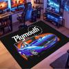 Plymouth Superbird Classic Muscle Car Orange Flame Effect Black Print Area Rug Vintage Race Car Non Slip Entryway Floor Mat Auto Fan Decor Rug