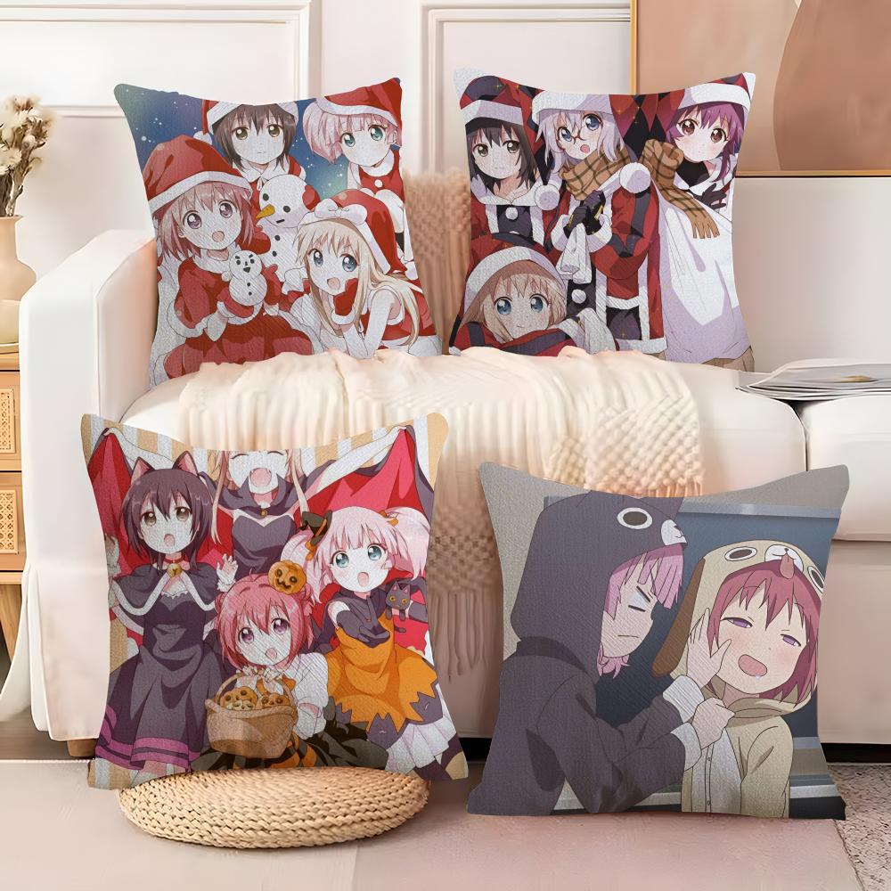 Beautiful Girl Romance Manga Y-Yuruyuri Pillow Case Sofa Living Room Bedroom Headboard Backrest Cushion Square Cushion