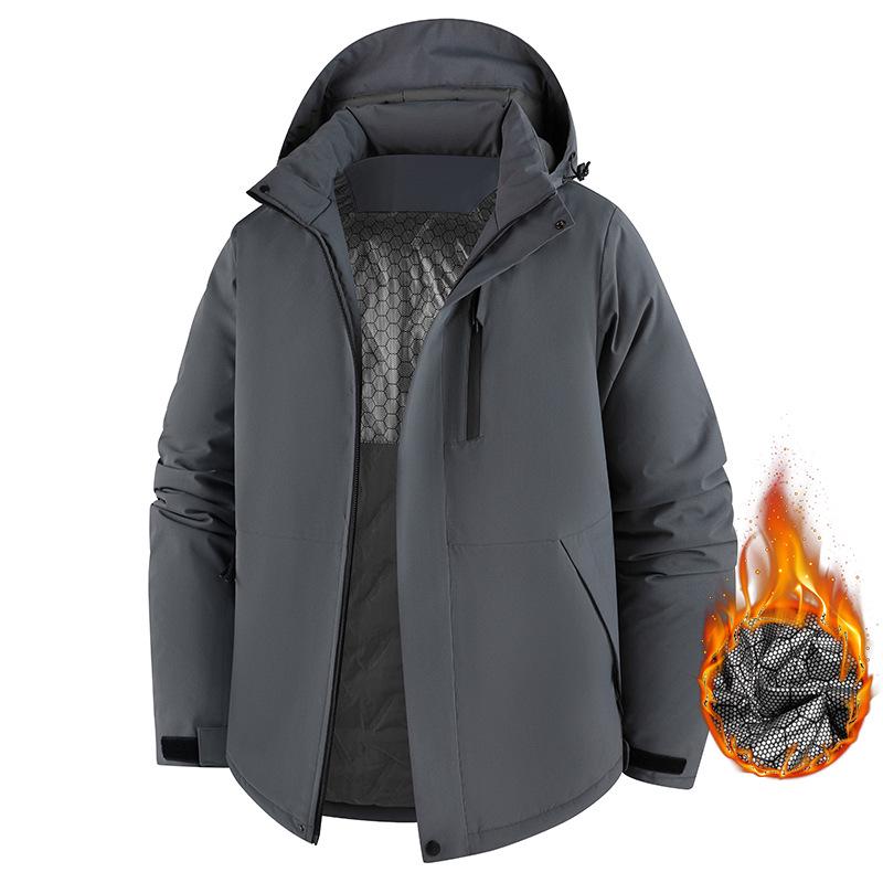 Unisex Fleece-Lined Graphene Quilted Jacket: Windproof, Waterproof, Cold Protection for Autumn/Winter Mountaineering
