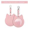 PU Leather Card Holder Cat Ear Design Cute Round Badge Reel For Work Office Travel Luggage Keychain Pendant