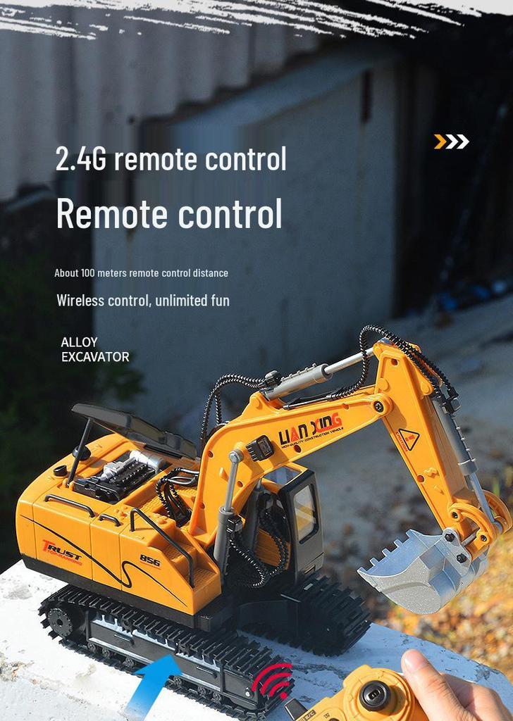 Children's Remote Control Excavator Toy - Large Electric Alloy Digger with Spraying Feature
