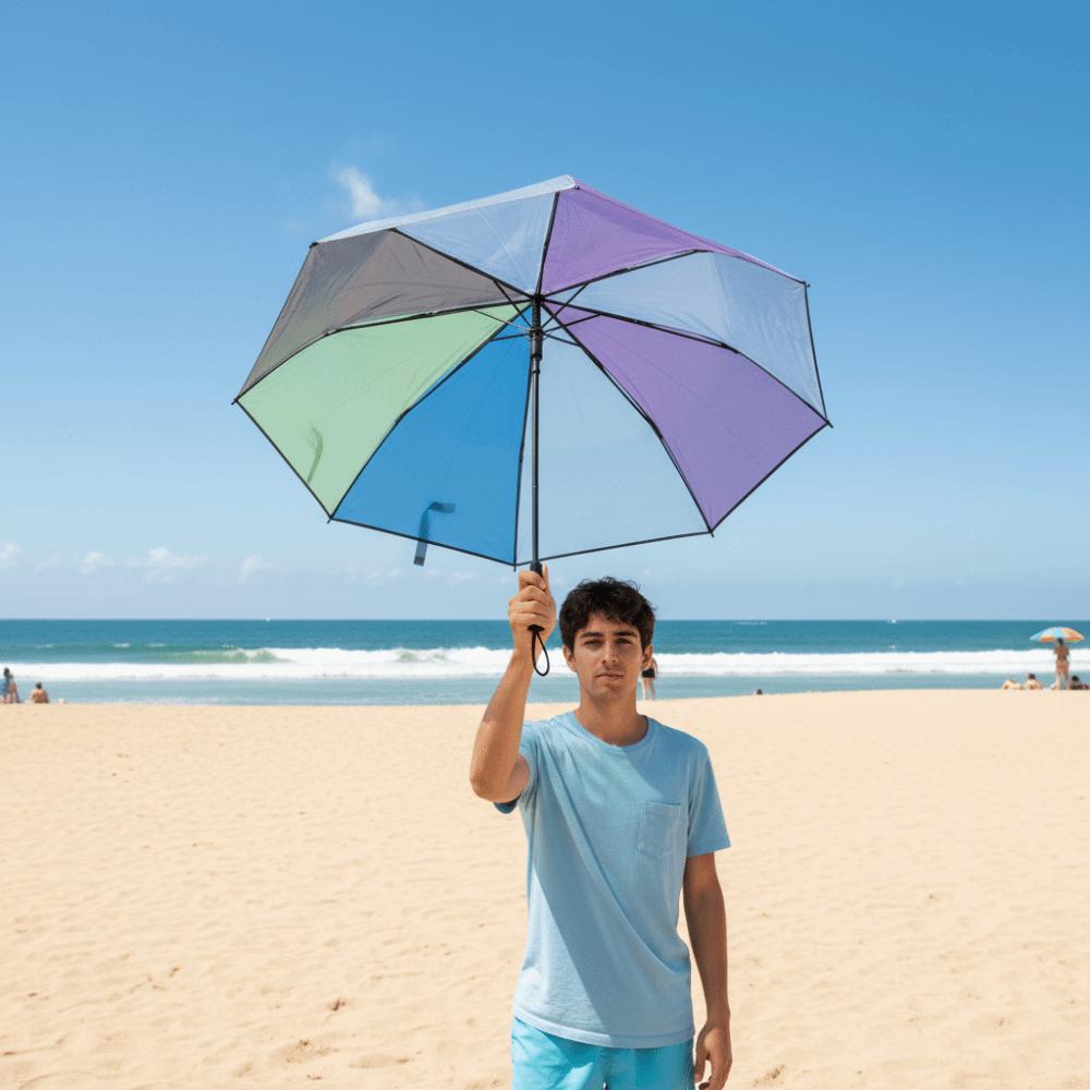 Automatic/Manual Rainbow Umbrella Portable Transparent Umbrella Windproof Umbrella Commuting