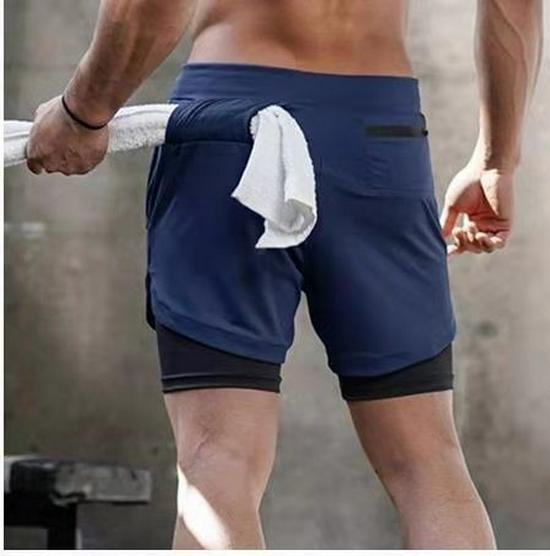 Men's Double-Layer Quick-Dry Sports Shorts - Breathable & Casual for Squatting, Jogging, and Basketball