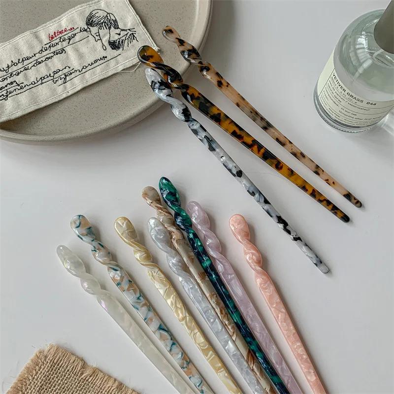Resin Hair Stick Chinese Hanfu Style Marble Pattern Retro Hairpin Women’s Traditional Hair Jewelry Gift for Her