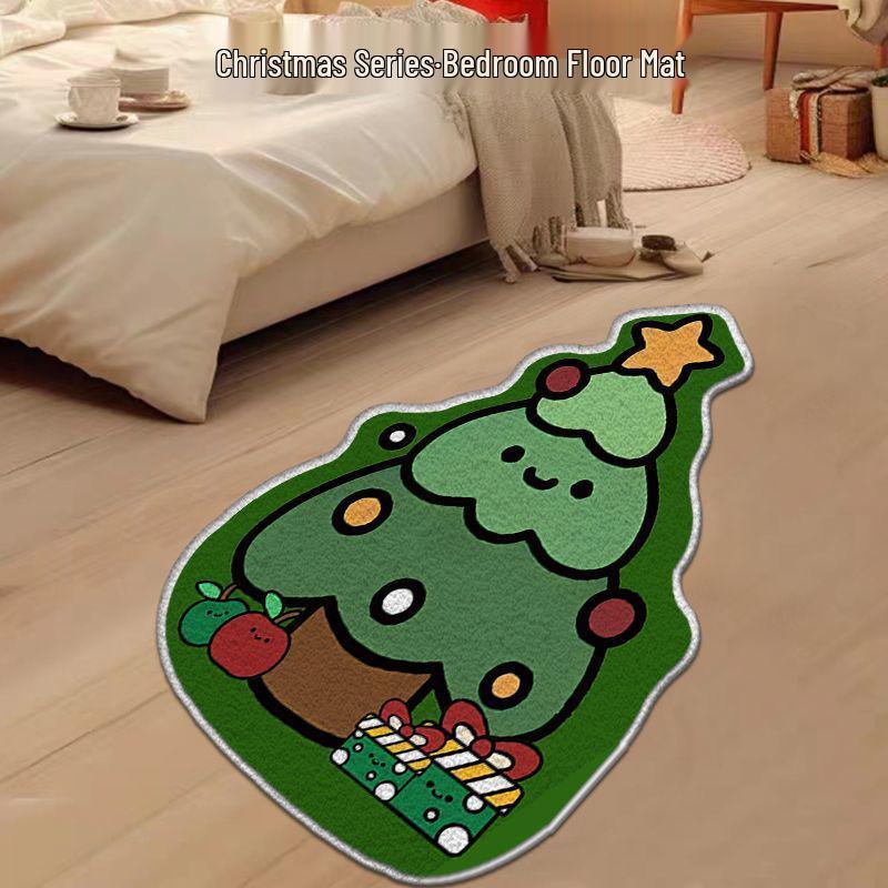 Alien Snowflake Christmas Cartoon Rug - Non-slip, Easy Care, Imitation Cashmere for Bedroom Decoration