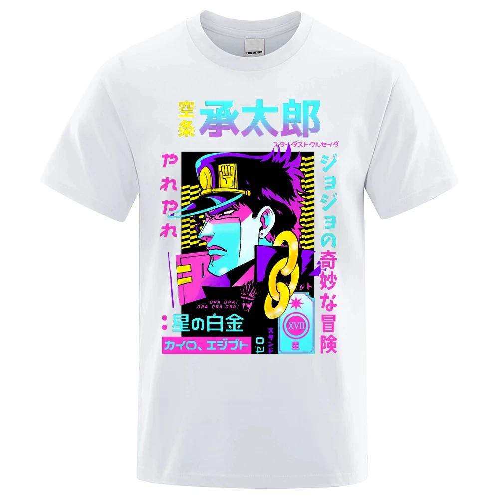 Fashion Jojo Bizarre Adventure T Shirt Men Women Short Sleeve Vaporwave Aesthetic Jotaro T-shirt Cotton Kujo Manga Tee 80325
