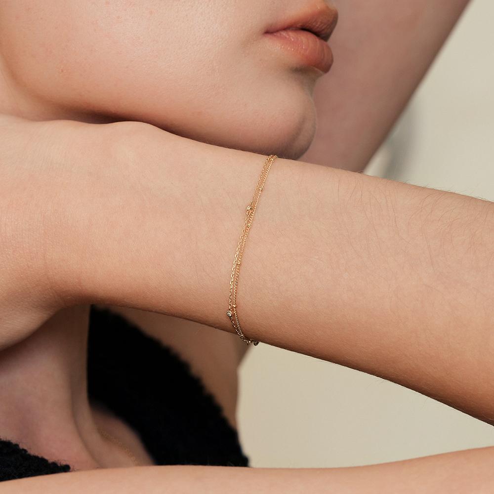 Lunne 14K Mini Bead 0.3 Curve Chain Bracelet (14K Gold) #Lfb11