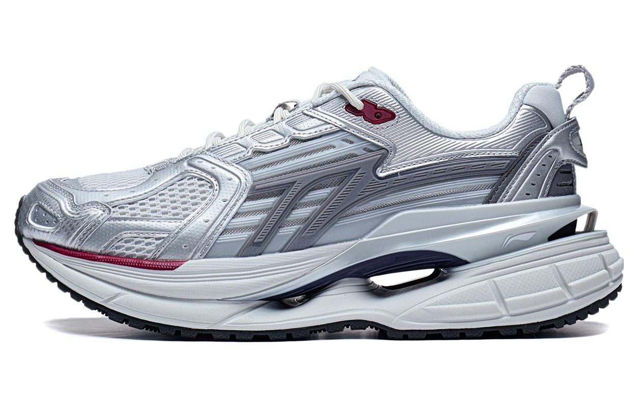 Li Ning Comet 5 Удобные Нескользящие Износостойкие Низкие Повседневные Кроссовки Мужские Серебристые AGLT025-1 42