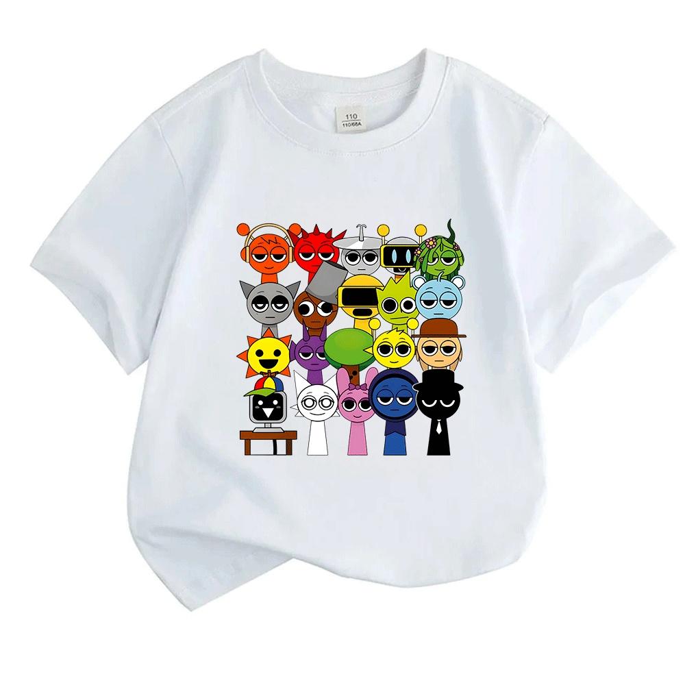 Kids Boys Girls 100% Cotton Crew Neck Short Sleeve T-Shirt, Funny Cartoon Game Character Group Print Casual Comfy Tee for Daily Wear Holiday Gift
