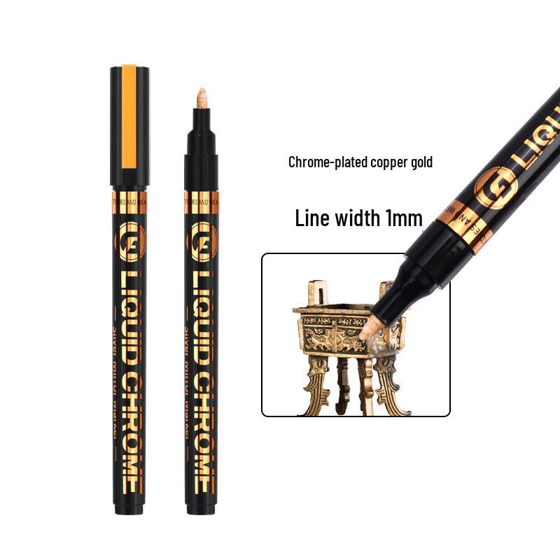 Wide Collection 843 Chrome Reflective Pen: Silver Plated Marker for DIY & Gundam Models.