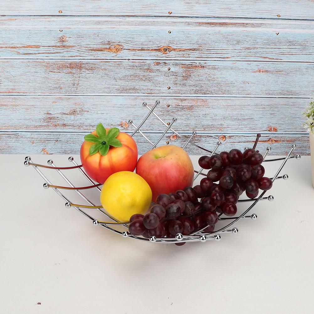 Stainless Steel Living Room Desktop Fruit Dish Durable Draining Fruit Basket Kitchen Decoration