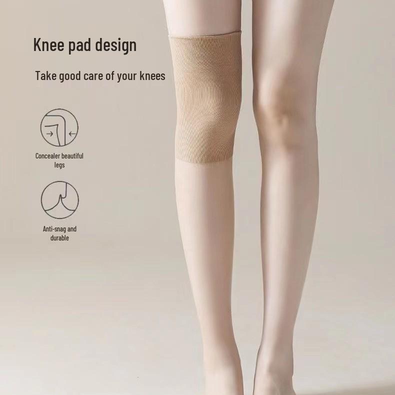 Women's Over-the-Knee Nylon Stockings - Summer Thin, Anti-Snag, Calf-Length, High-Top, with Knee Pads for Air-Conditioned Rooms