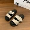 Women's Shoes  Fashion Open Toe Women's Slippers New Belt Buckle Outdoor Casual New Summer Best Seller Rome Flat Slippers