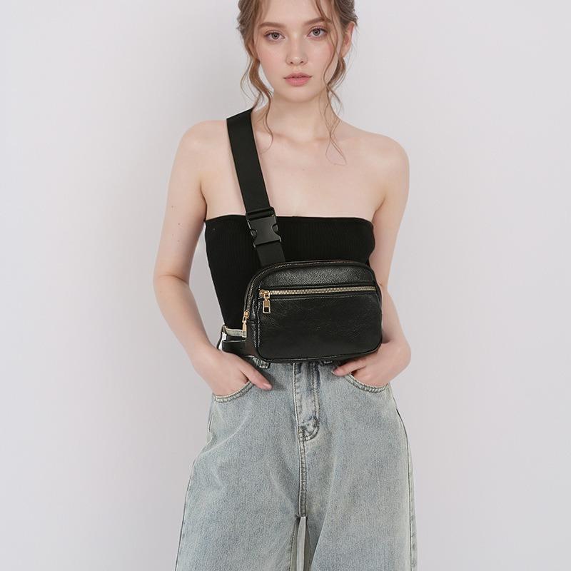 New adjustable belt trendy cool handsome fanny pack solid color versatile women's backpack diagonal span fanny pack