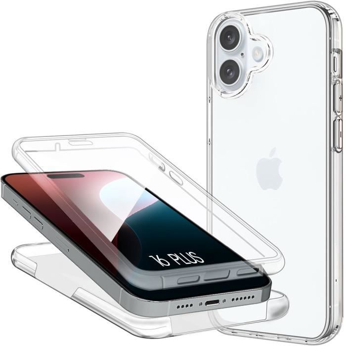 Protective Case - Full Case - iPhone 16 Plus - Shockproof - Transparent - 360°