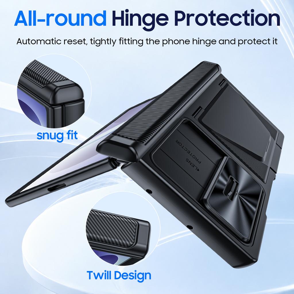Schutz-Brieftaschenhülle mit RFID-Kartenhalter und verschiebbarer Kameraabdeckung, Hartschale für Galaxy Z Fold 8 Ultra-Schwarz