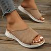Women's Summer 2025 Thick Sole Round Toe Mesh One-Strap Casual Outdoor Plus Size Sandals