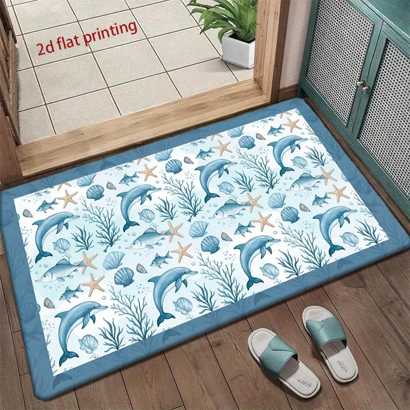 Oceanic Dolphins Pattern Mat Living Room Decoration Home Sofa Non-Slip Carpet Study Bedroom Tatami Children'S Soft Floor Mat