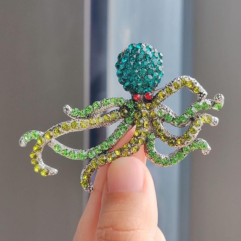 

Korean Fashion Octopus Rhinestone Brooch - Elegant DIY Pin for Apparel