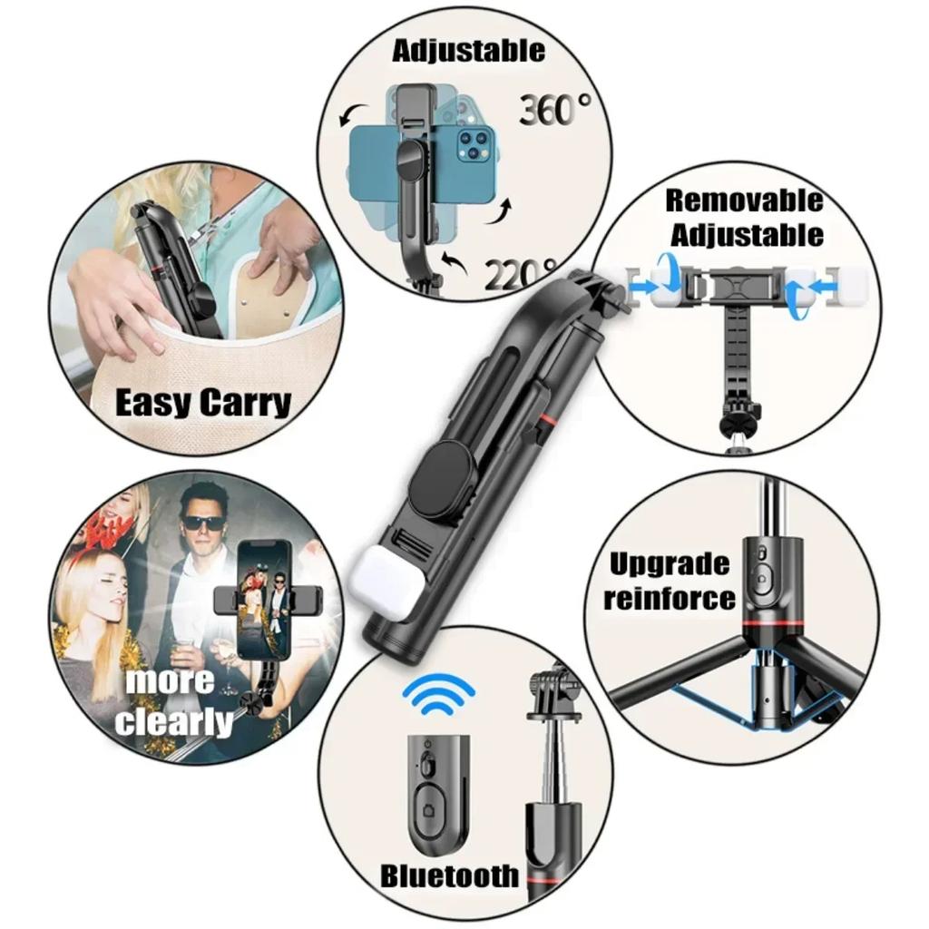 Selfie Stick Stativ 116cm Bluetooth Wireless Remote Füllen Licht Tragbare Telefon Stehen Live-Streaming Video Aufnahme L13d