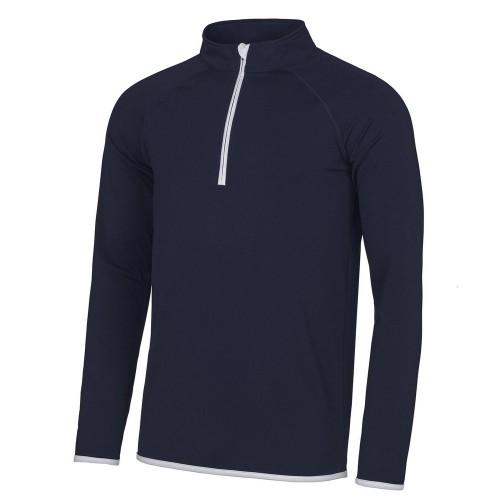 Just Cool Mens Plain Quarter Zip Sweatshirt