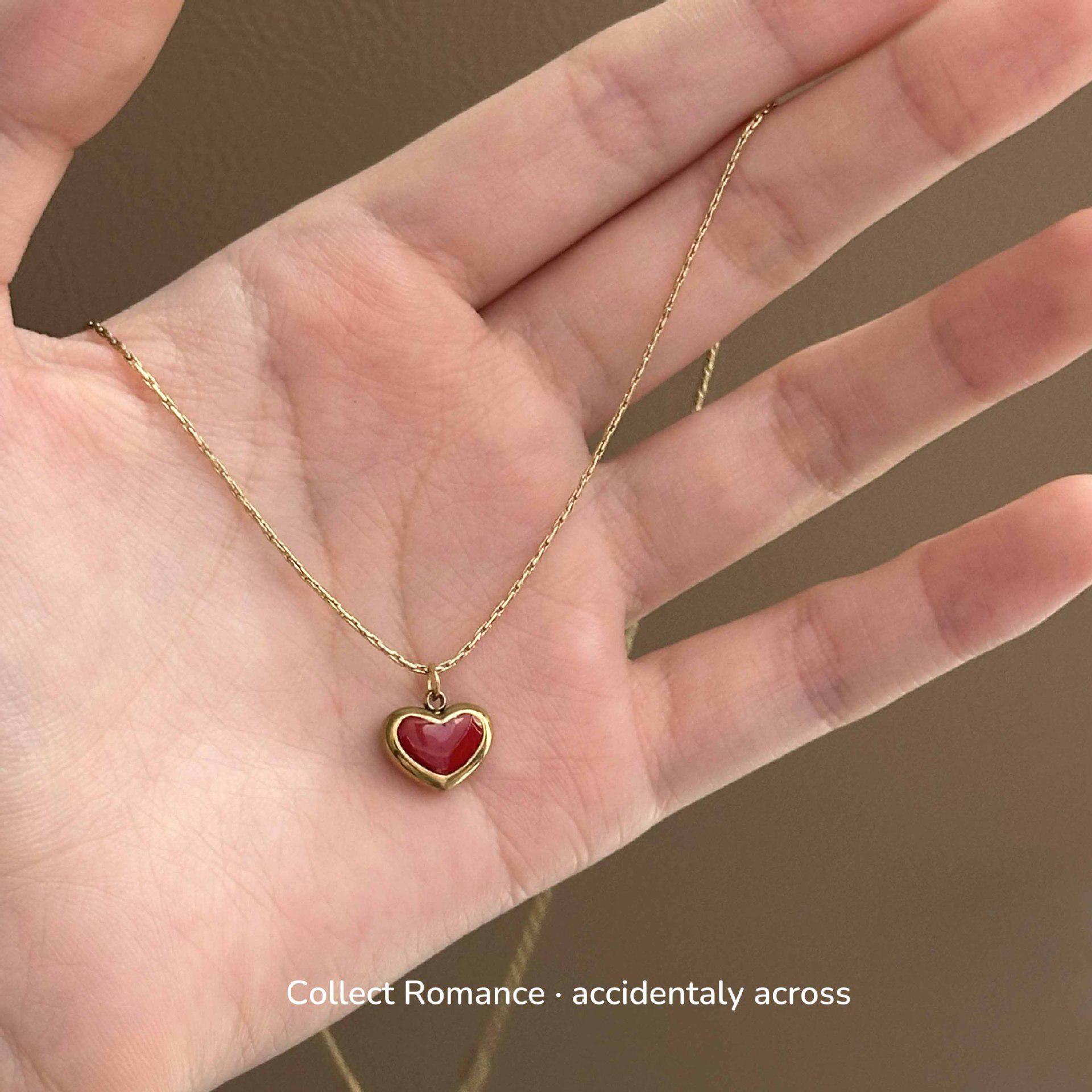 

Ожерелье с подвеской «Красная любовь»: Двустороннее сердце, титановая сталь, высокая сохранность цвета, японский и корейский дизайн красный