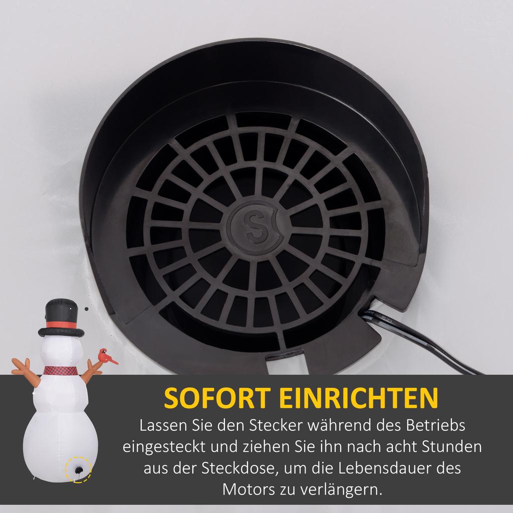 Large Snowman, 2.40 M, Christmas Decoration, with LEDs, Self-Inflating, Polyester