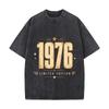Vintage 1976 Limited Edition Number Loose Solid Distressed T Shirt American Casual Crew Neck Top