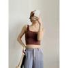 High Stretch with Chest Pad Square Neck Short Vest Women Wear Sleeveless Crop Cotton Halter To Prevent The Bare Bottom