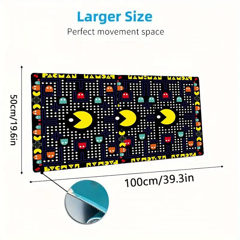 Pac-Man Large Size Mouse Pad Large Gaming Table Cushion Non-slip Laptop Tablet Big Mousepad XXL Mat Mini PC Playmat With Lock Edge
