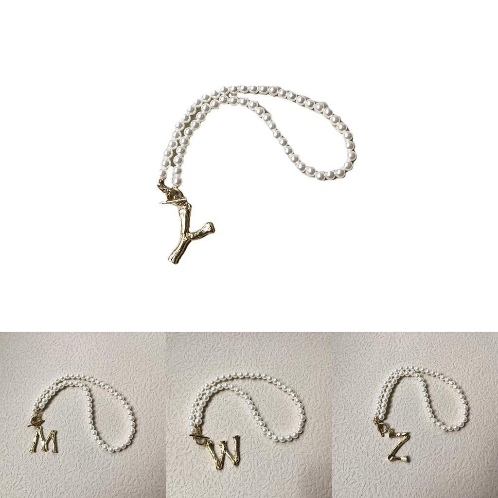 Elegant 26 Letter Pendant Pearl Necklace Stylish Streetwear Jewelry For Trendy Women