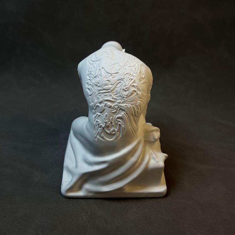 Life-sized Plaster Statue Tattooed Person Nude Figure Sculpture Artistic Portrait Model Decorative Figurines Home Decoration