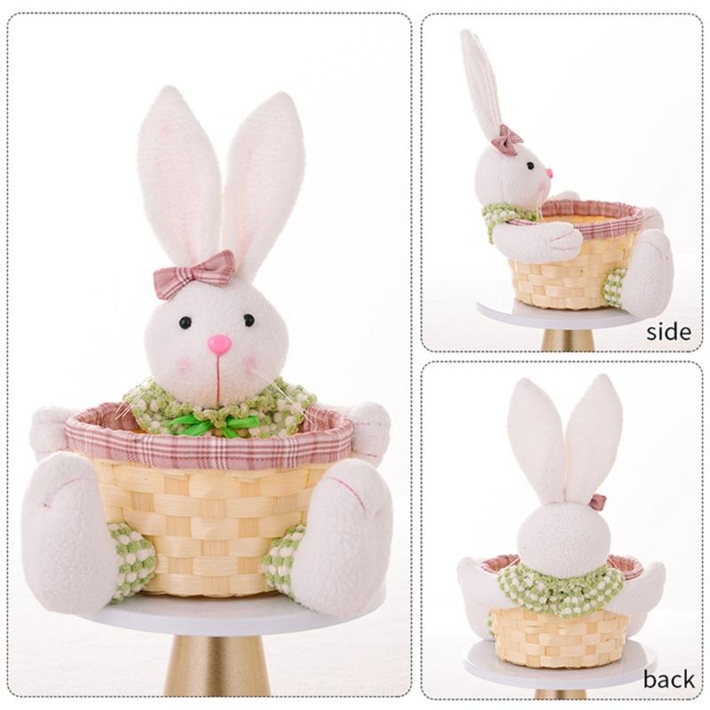 Candy Basket with Lovely Rabbit Pattern Holiday Decoration Perfect Gift Box for Easter Celebrations Candy Storage Hamper
