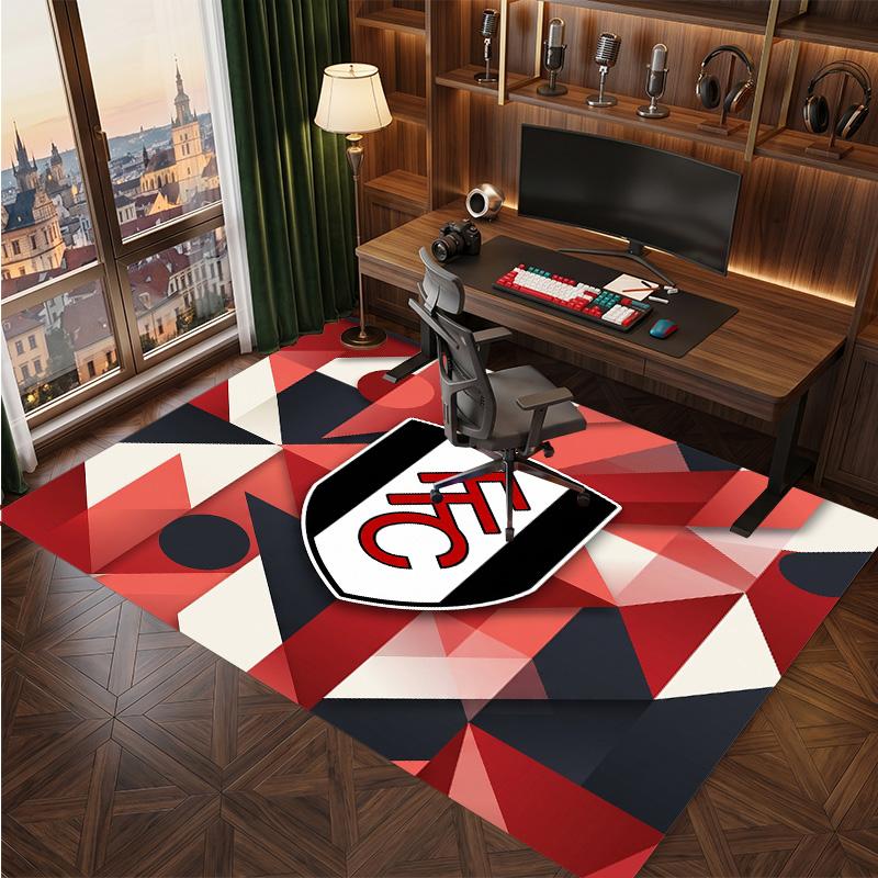 Fulham Football Print Crystal Velvet Rug, Comfortable Water Absorbent Non Slip Indoor Floor Carpet