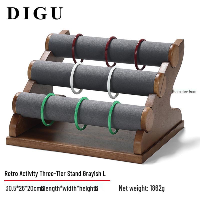 Digu Solid Wood Jewelry Display Stand: Removable Tiered Bangle & Bracelet Storage Rack