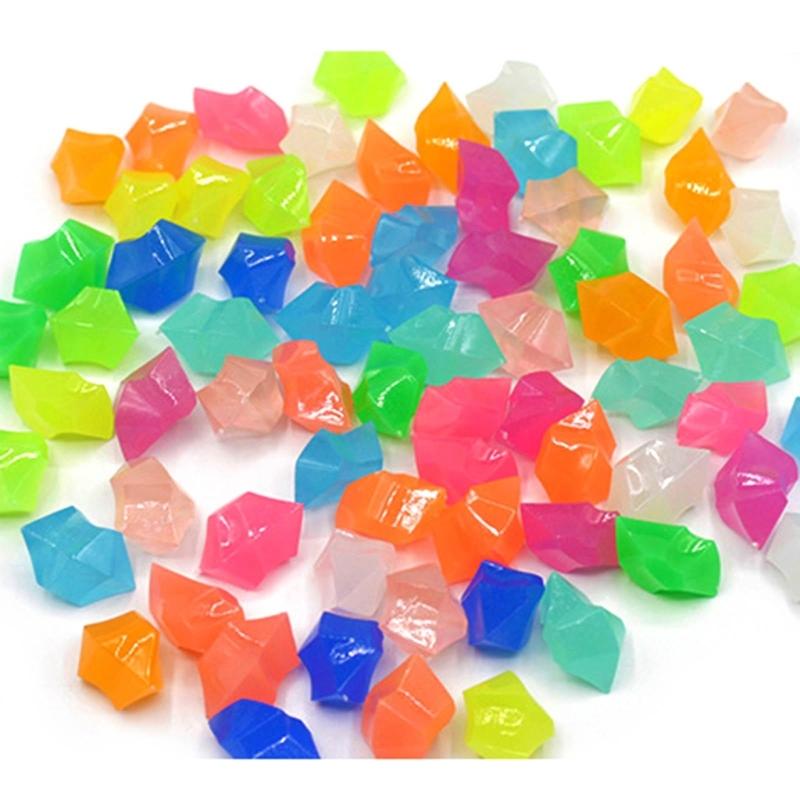 300pcs Mini Luminous Stones 14mm Glowing in Dark Garden Pebbles Ornament for Aquarium Colorful Artificial Stone Ornament