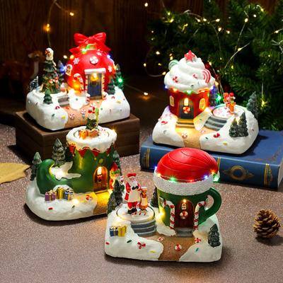 Christmas Resin Glow Rotating with Music Ornaments Christmas Gift Music Box Christmas Decorations