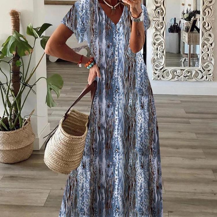 Bohemian Style Printed Swing Dress Fashion Trendy New Large