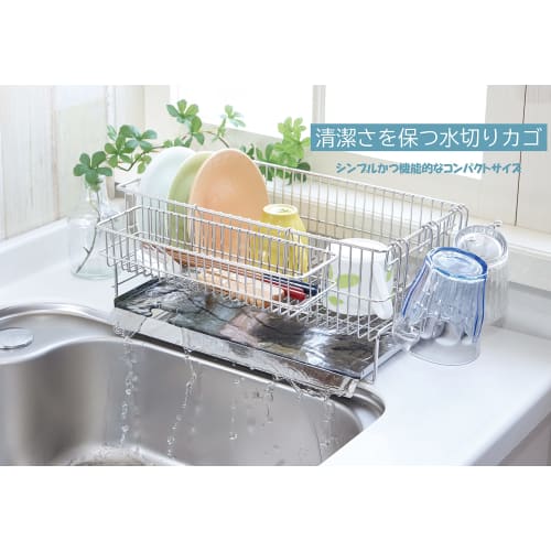 Otake Sangyo Japanese-made Dish Drainer with Draining Tray, Regular Size, Vertical Stand, 29 X 35 Cm, All Stainless Steel, Silver, Made In Tsubame-San
