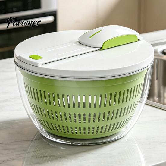 Detachable Drain Basket Vegetable Salad Spinner, Bowl And Mesh Design, Manual Multi-purpose Strainer Hand-Centrifugal Dehydration System, Quick Drying