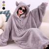 WOSTAR Winter Soft Fleece Blanket with Sleeves Hooded Sweater Blanket Wearable Oversized Outdoor Warm Flannel Hoodie Blanket