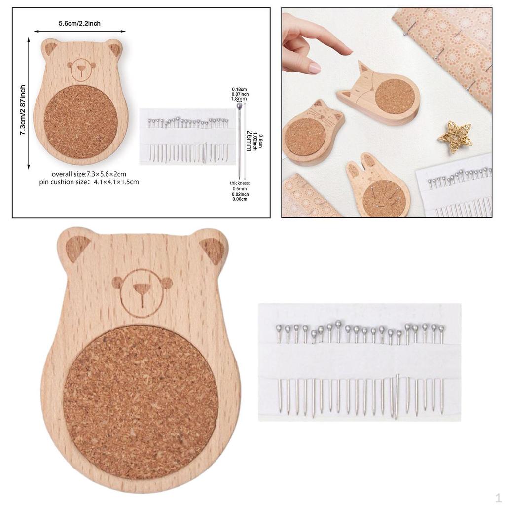 Pin Cushion Needle Organizer Wooden Crafting Supplies Lightweight Holder Pad for