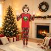 Family Matching Christmas Print Pajama Set, Long Sleeve Neck Top and Pants for Parents and Kids