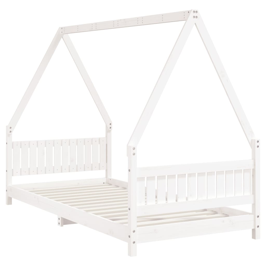 Vidaxl Children's Bed Frame, White, 90X200 Cm, Pine Wood