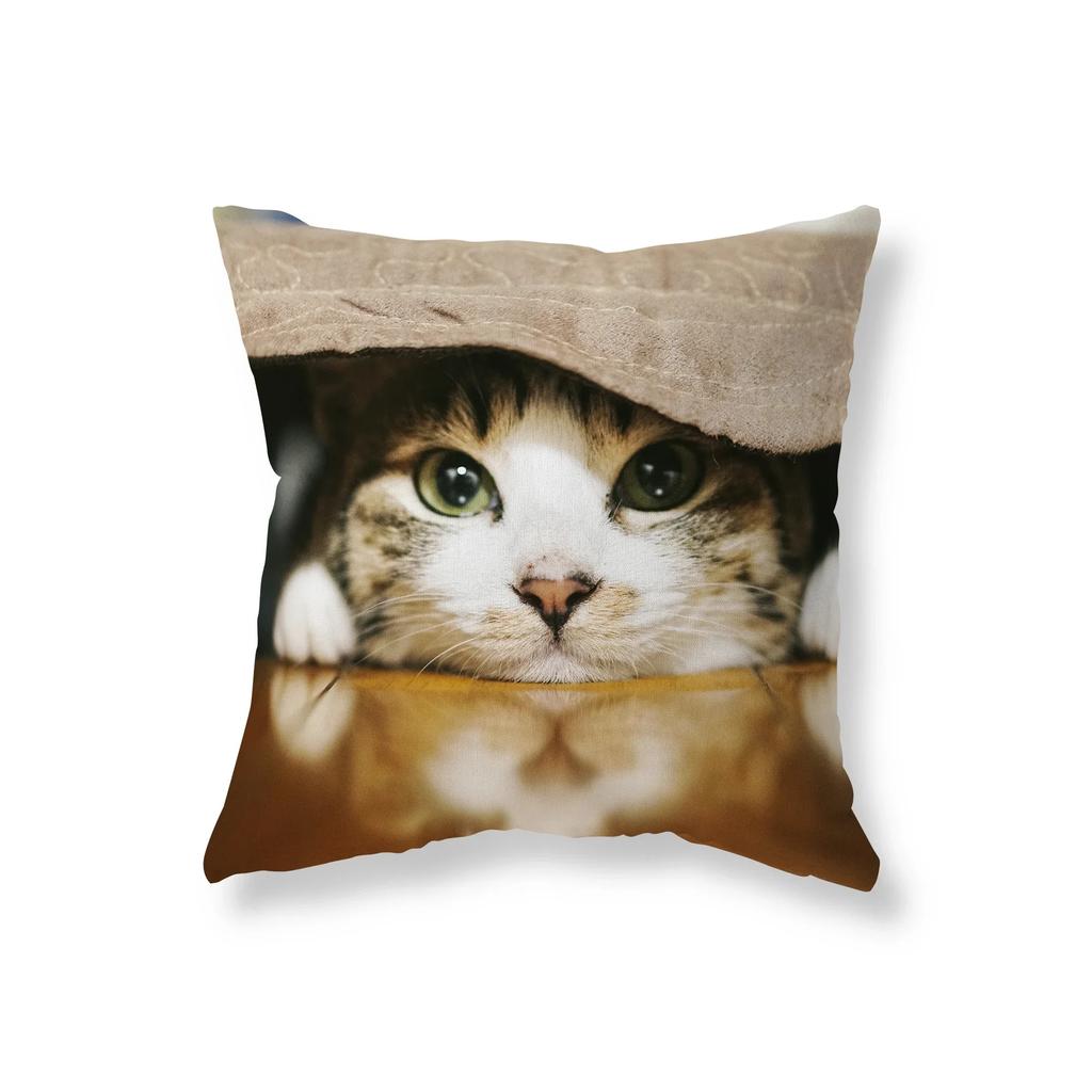 Cute Funny Black Cat Sofa Car Decoration Office Game Chair Cushion Cover Room Home Pillowcase