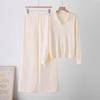 1116 Autumn and Winter New Solid Color Polo Neck Sweater Set Women's Fashion Skinny Versatile Casual Knitted Sweater Straight Pants