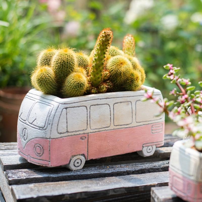 Small Motorcar Gypsum Flower Pot Silicone Mold Epoxy Resin Casting Mold Succulent Vase Cement Clay Mold Pen Holder Mold