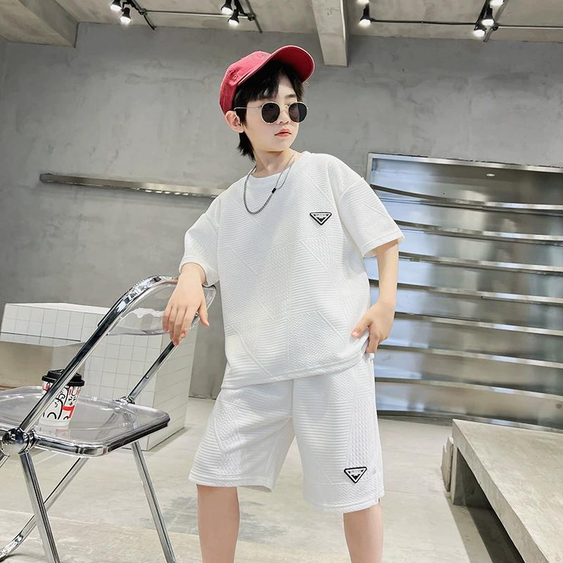 Kinderkleidung, Sommer-Sportanzüge für Jungen, Modische kurzärmelige Shorts im Western-Stil für Kinder, Zweiteilige Sommerkleidung für größere Kinder